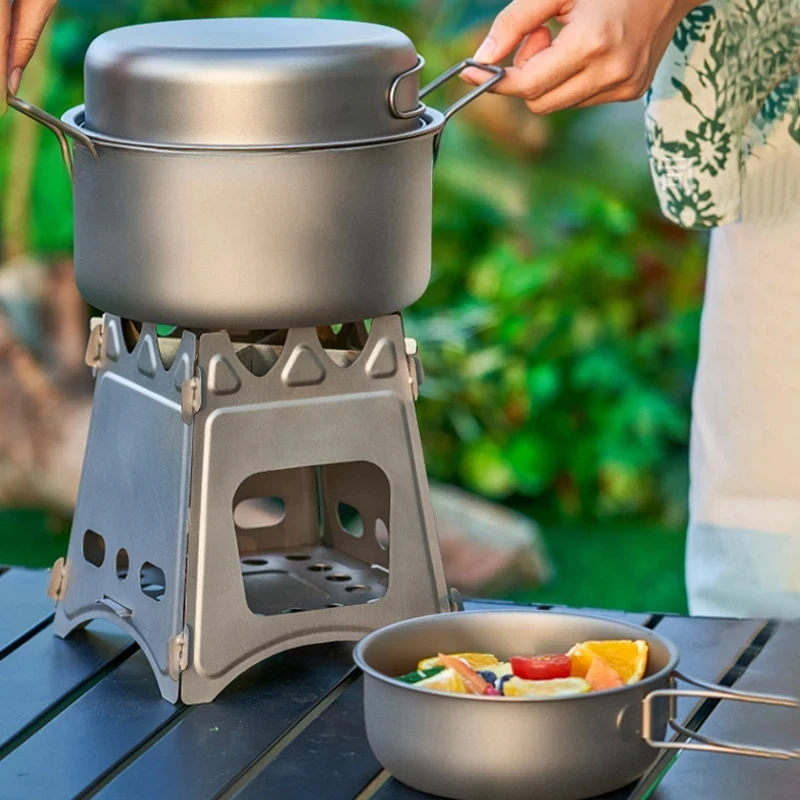 Mess Kit Titanium - Ultralight Pure Titanium Camping Cookware Set