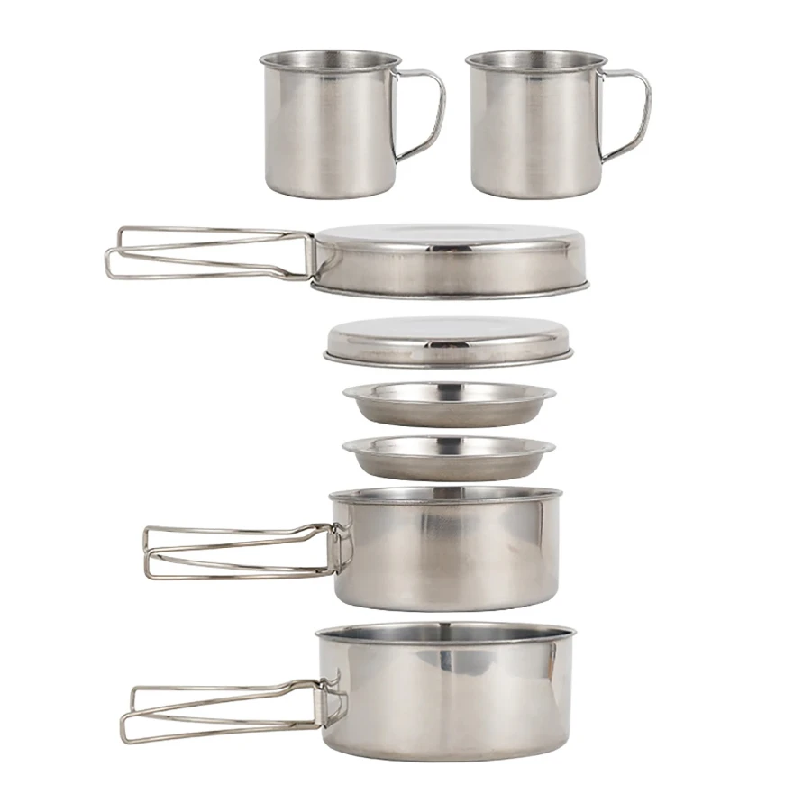8pcs/Set Camping Cookware Mess - đánh giá và giá Camping Cooking Disc