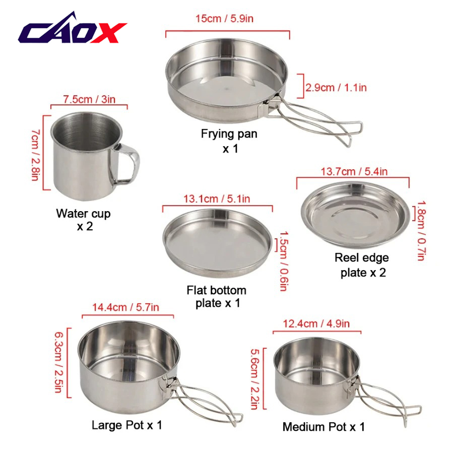 CAOX 8pcs/Set Camping Cookware - đánh giá và giá Camping Cooking Essentials