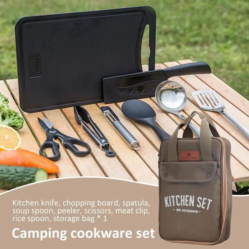 8pcs Camping Kitchen Cookware  - đánh giá và giá Camping Cooking Gear