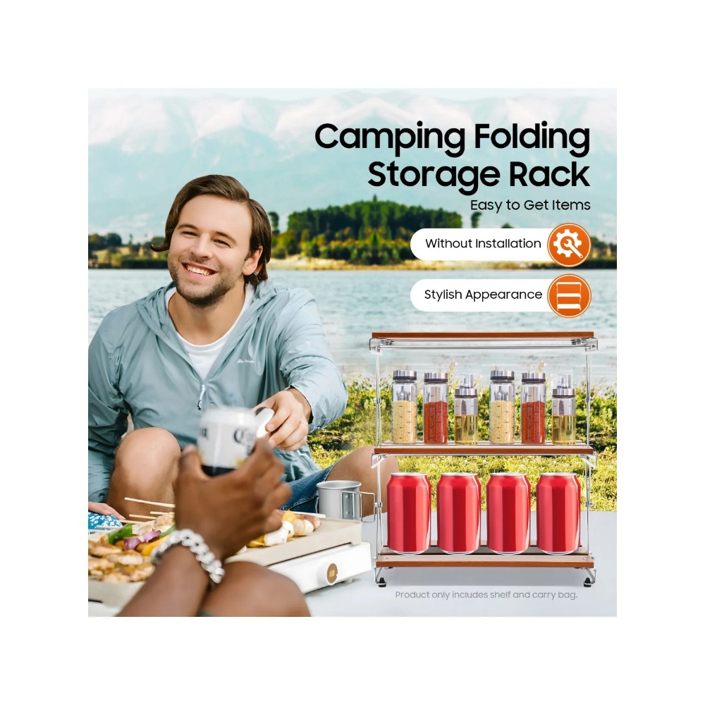 Camping Folding Storage Rack 3 - đánh giá và giá Camp Grill Portable Folding