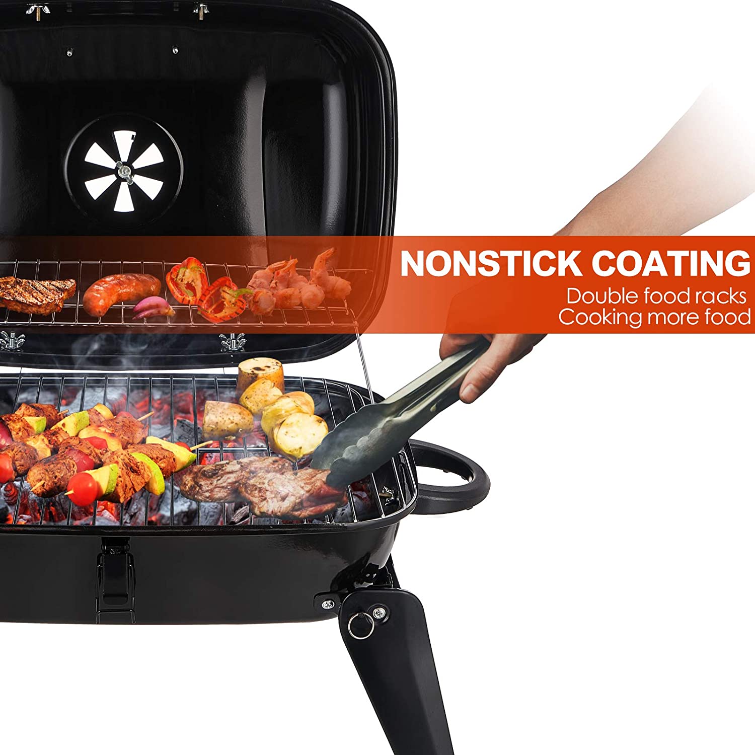 18-inch Black Charcoal Grill F - đánh giá và giá Camp Grill Portable Folding
