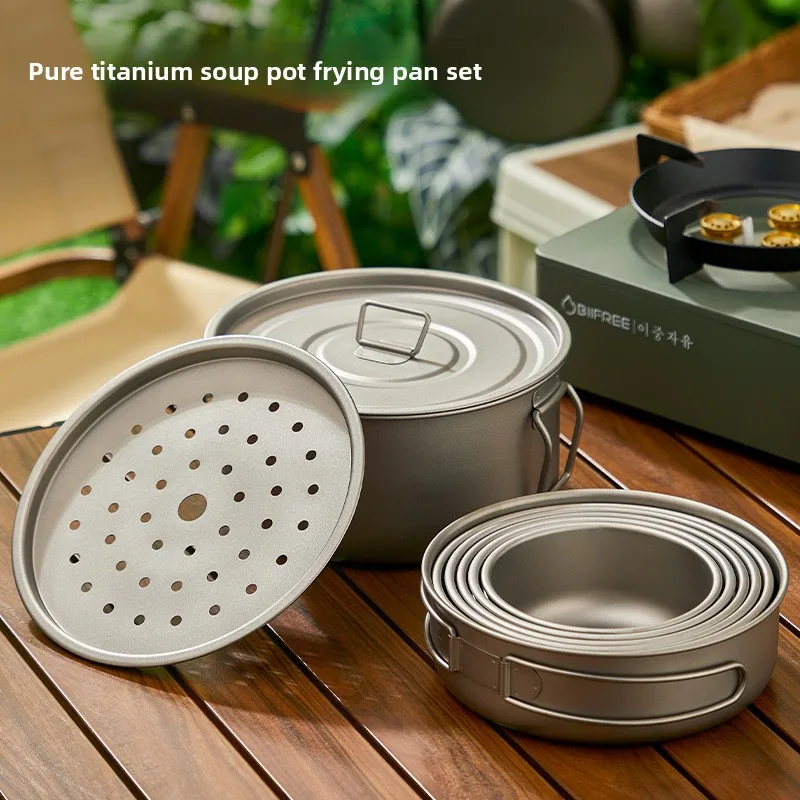 Titanium Outdoor Pot Set Picni - đánh giá và giá Camping Cooking Set With Bag